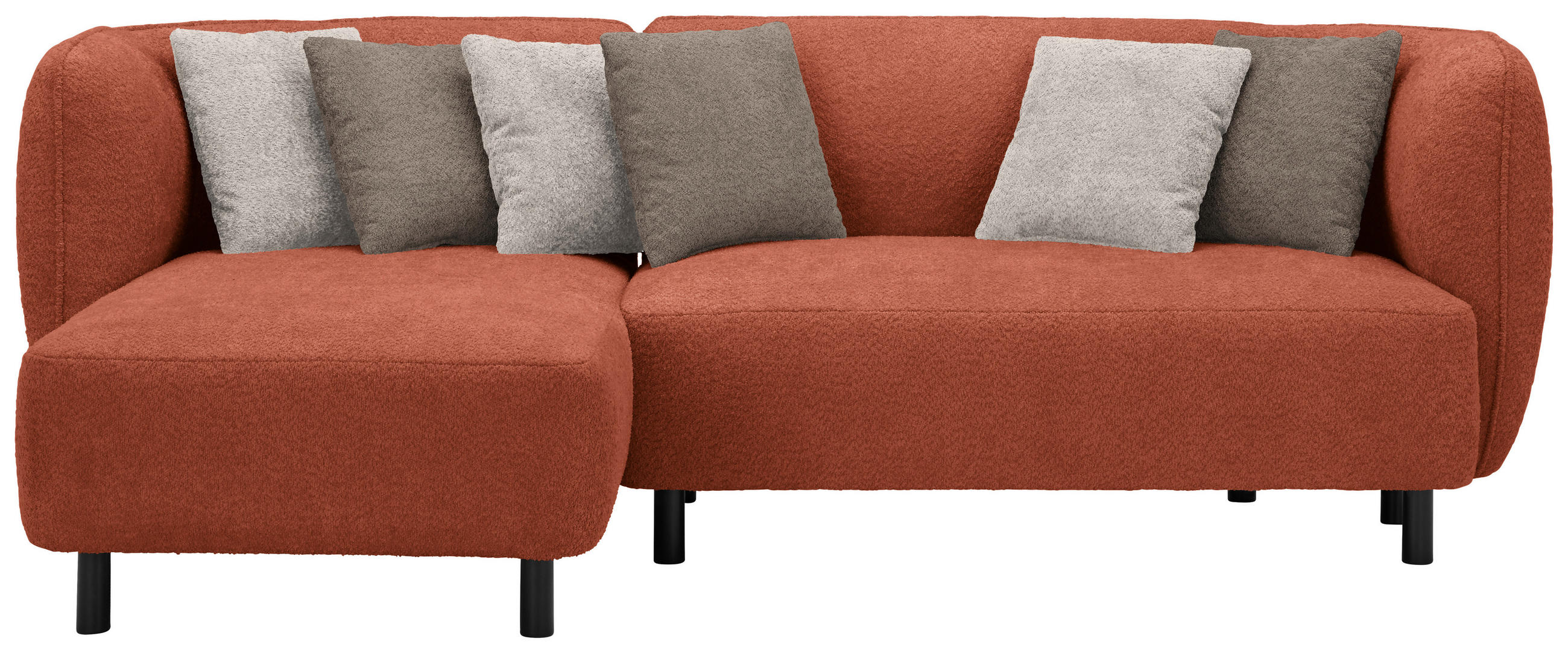 ECKSOFA in Chenille Rostfarben  - Sandfarben/Rostfarben, Design, Holz/Textil (148/236cm) - Lomoco