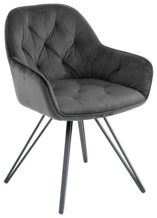 ARMLEHNSTUHL  in Eisen Samt  - Dunkelgrau/Schwarz, LIFESTYLE, Holz/Textil (61/82/62cm) - Livetastic