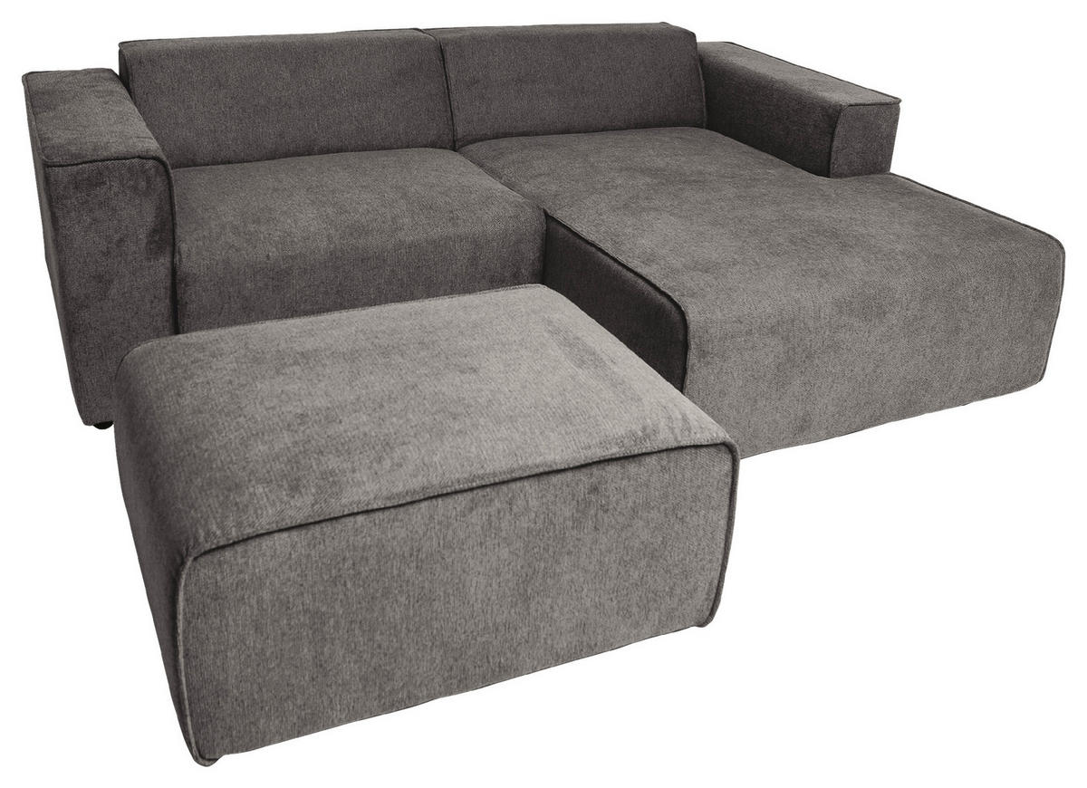 ECKSOFA Grau Struktur  - Schwarz/Hellblau, Design, Kunststoff/Textil (234/161cm) - P & B