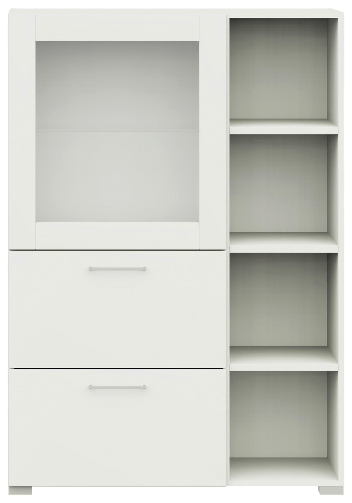 VITRINE in Weiss  - Weiss/Edelstahlfarben, Design, Glas/Holzwerkstoff (100/143,3/41,9cm) - Cantus