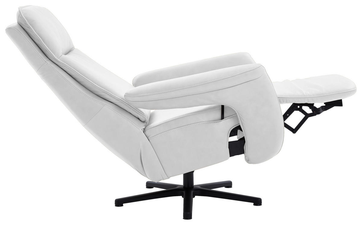 RELAXSESSEL in Leder Weiss  - Weiss/Schwarz, Design, Leder/Metall (83/112/87-174cm) - Valdera