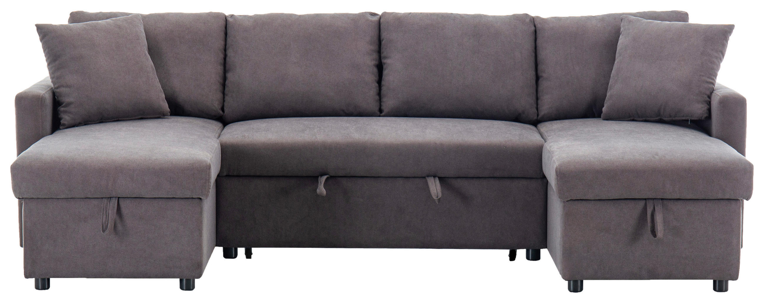 WOHNLANDSCHAFT Dunkelgrau Webstoff  - Dunkelgrau/Schwarz, Design, Holz/Kunststoff (264/88/135,5cm) - Ti'me