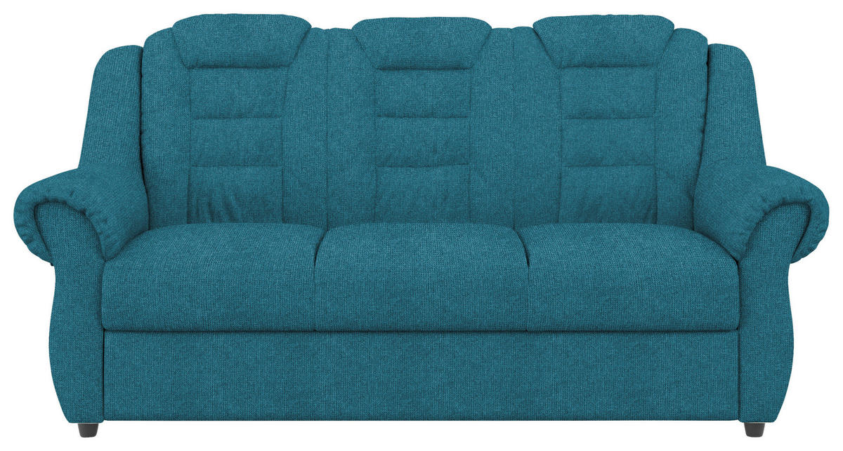 3-SITZER-SOFA in Chenille Blau  - Blau/Schwarz, Konventionell, Kunststoff/Textil (196/102/101cm) - Livetastic