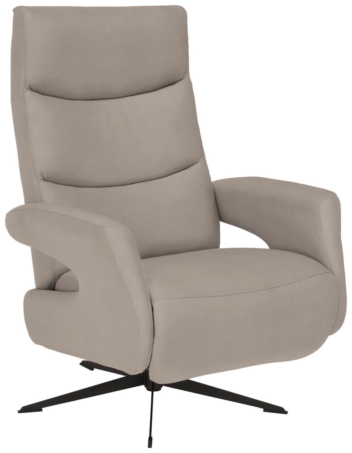 RELAXSESSEL in Textil Taupe  - Taupe/Schwarz, Design, Textil/Metall (75/106/89cm) - Welnova