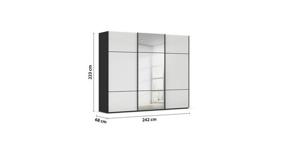 SCHWEBETÜRENSCHRANK  in Schwarz, Weiß  - Schwarz/Weiß, KONVENTIONELL, Glas/Holzwerkstoff (242/223/68cm) - Novel