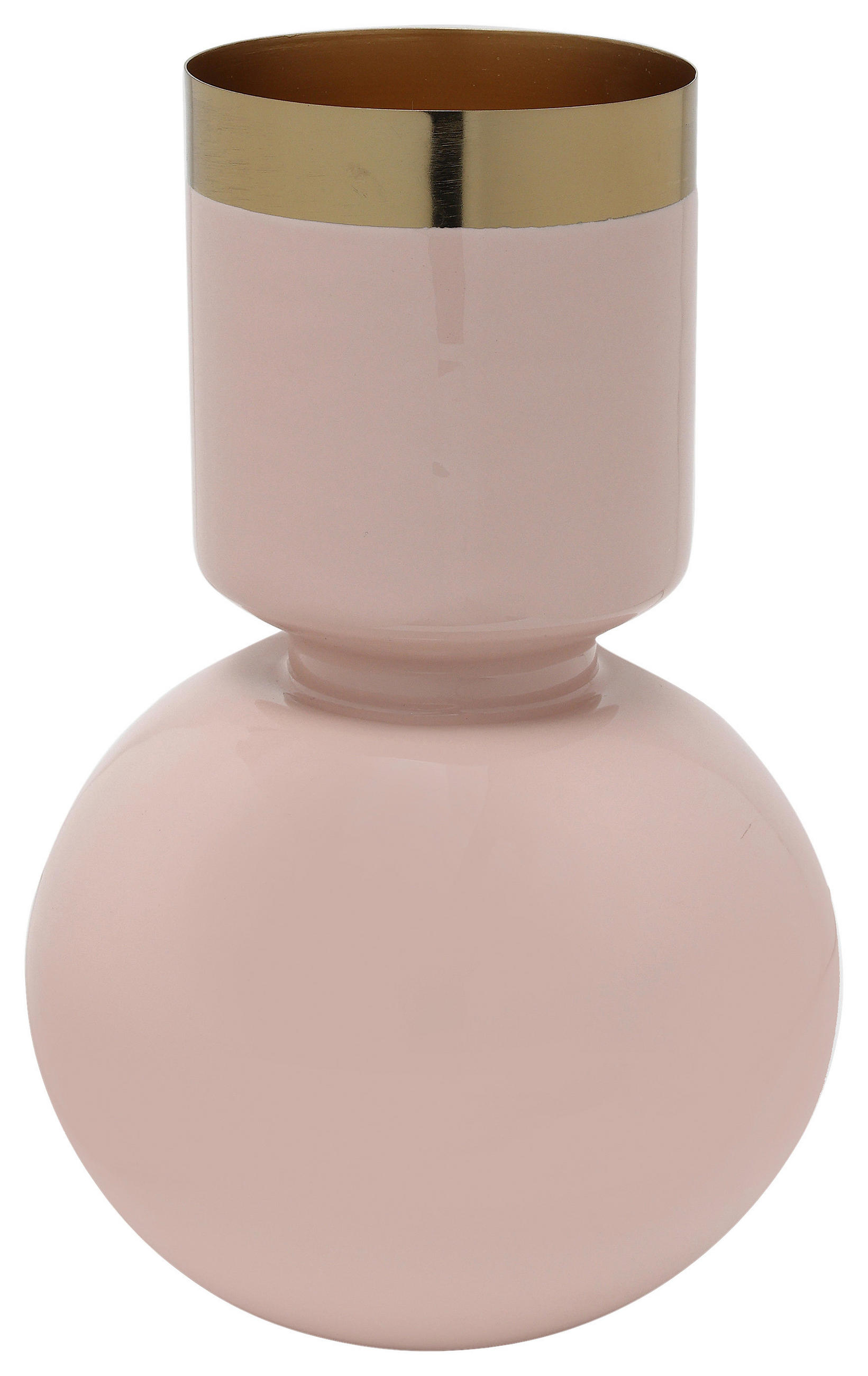 VASE 27 cm  - Hellrosa/Goldfarben, Trend, Metall (18/27cm) - Kayoom