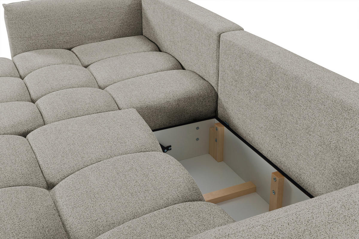 ECKSCHLAFSOFA  in Flachgewebe Mokka  - Schwarz/Mokka, KONVENTIONELL, Holzwerkstoff/Kunststoff (273/188cm) - Livetastic