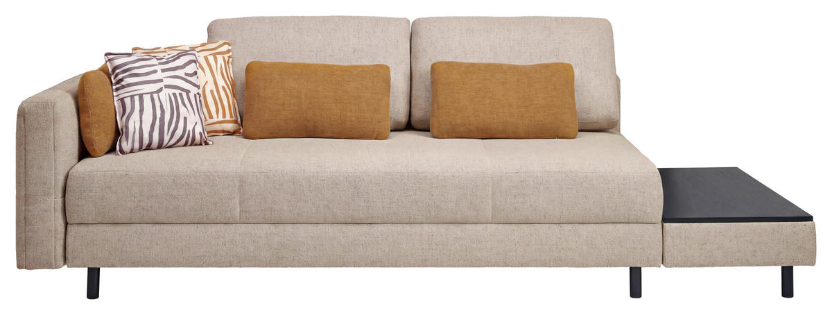 LIEGE  in Webstoff Creme  - Eiche dunkel/Creme, Design, Holz/Textil (217/92/107cm) - Joka