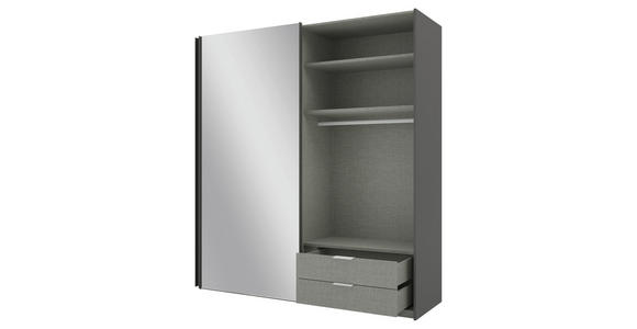 SCHWEBETÜRENSCHRANK 200/223/69 cm 2-türig Anthrazit - Anthrazit/Grau, KONVENTIONELL, Glas/Holzwerkstoff (200/223/69cm) - Novel