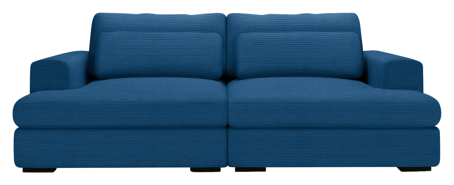 BIGSOFA Cord Blau  - Blau/Schwarz, Design, Textil (218/80/158cm) - Lomoco