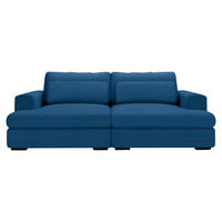 BIGSOFA Cord Blau  - Blau/Schwarz, Design, Textil (218/80/158cm) - Lomoco