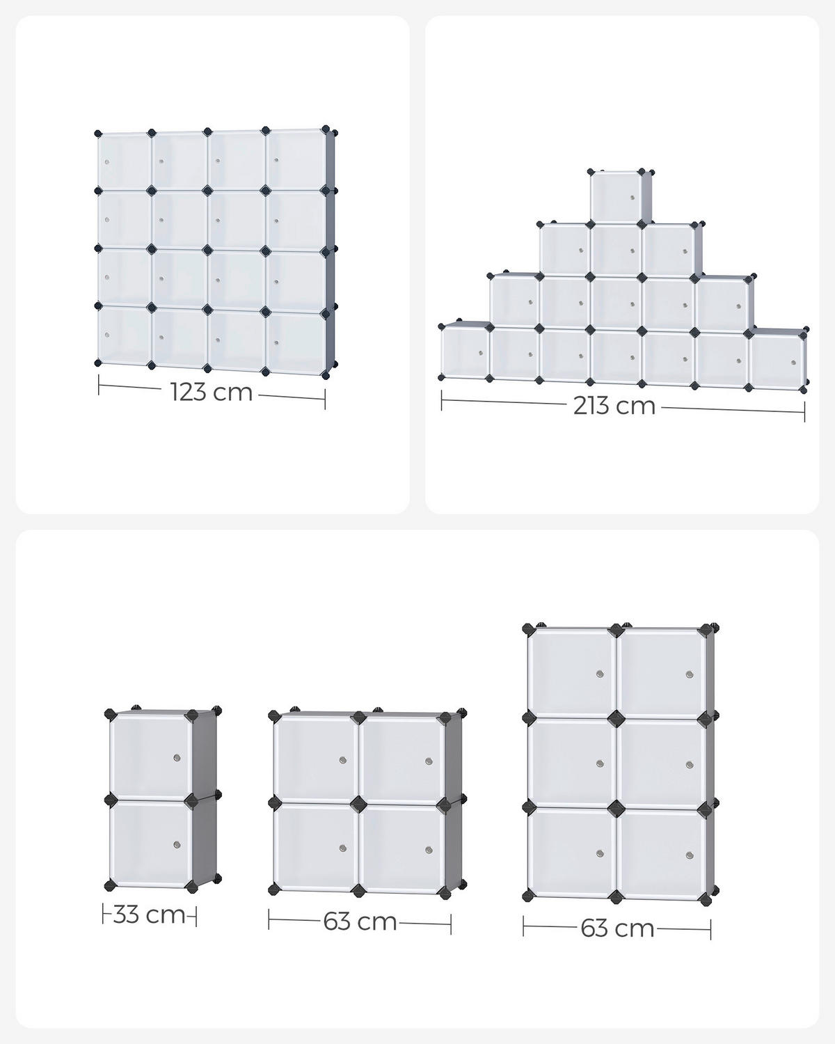 AUFBEWAHRUNGSREGAL - Weiß/Grau, Basics, Kunststoff/Metall (123/123/31cm)