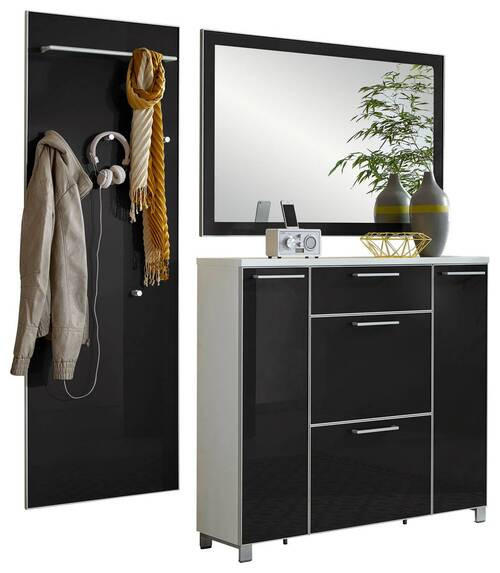GARDEROBE 3-teilig  in 190/195/31 cm  - Anthrazit/Weiß, Design, Glas/Holzwerkstoff (190/195/31cm)