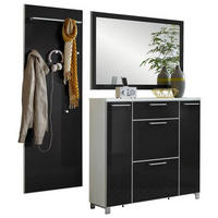 GARDEROBE 3-teilig  in 190/195/31 cm  - Weiss/Anthrazit, Design, Glas/Holzwerkstoff (190/195/31cm)