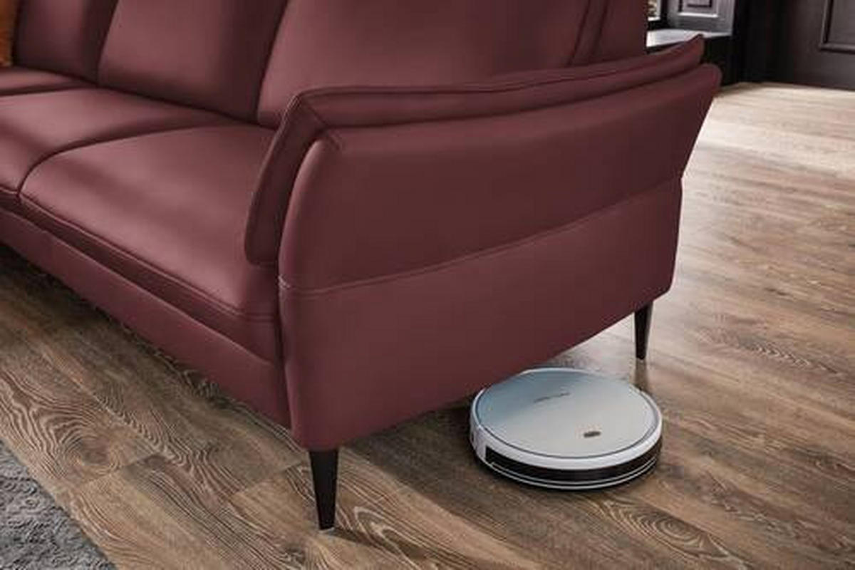 ECKSOFA in Echtleder Beere  172/334 cm  - Beere/Schwarz, Design, Leder/Metall (172/334cm) - Valdera