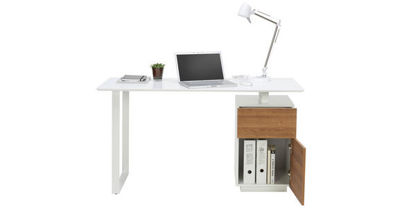 SCHREIBTISCH 140/60/76 cm  in Weiß, Eichefarben  - Eichefarben/Weiß, Design, Holzwerkstoff/Metall (140/60/76cm) - Hom`in