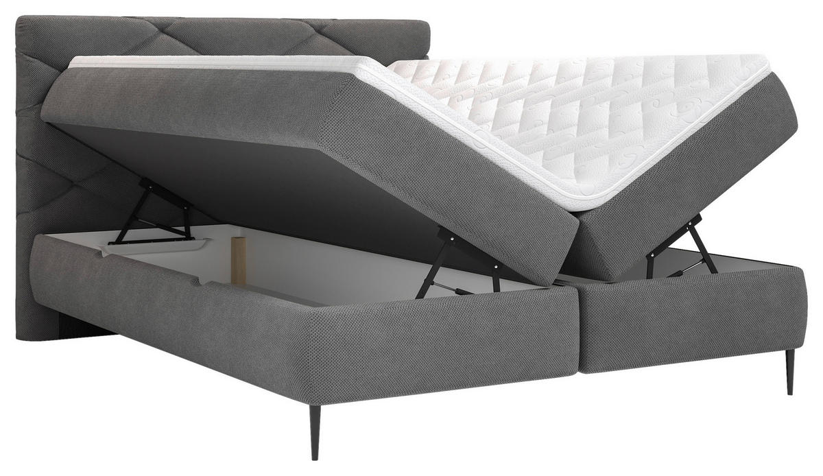 BOXBETT 180/200 cm  Grau  - Schwarz/Grau, Modern, Holz/Holzwerkstoff (180/200cm) - MID.YOU
