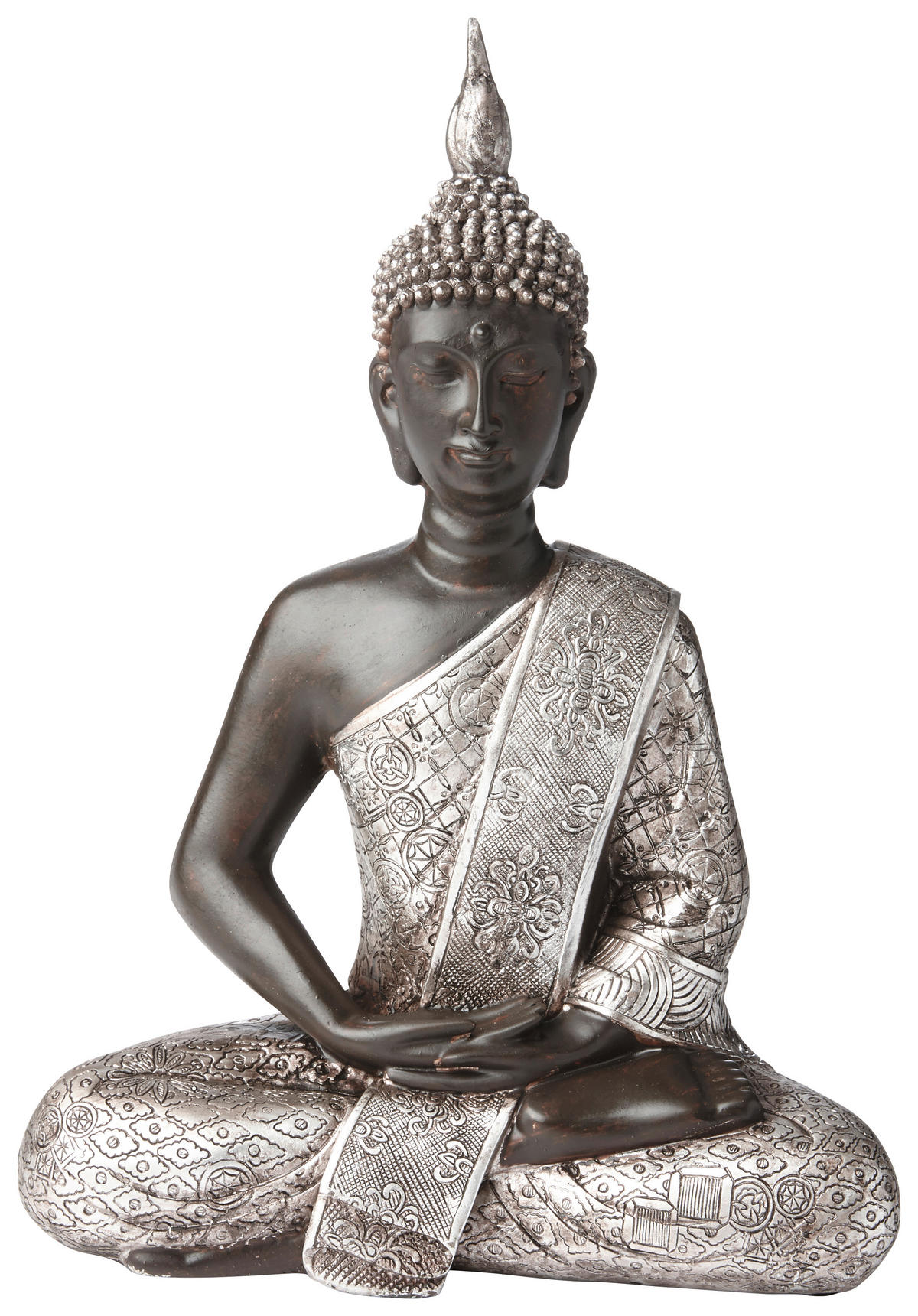 BUDDHA 21,5/28/11 cm  - Silberfarben/Braun, Basics, Kunststoff (21,5/28/11cm) - Ambia Home