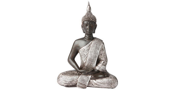 BUDDHA 21,5/28/11 cm  - Silberfarben/Braun, Basics, Kunststoff (21,5/28/11cm) - Ambia Home