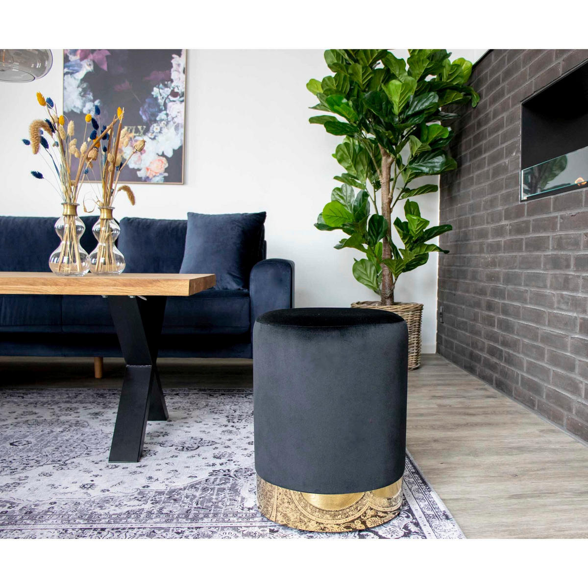 POUF in Schwarz Textil Schwarz  - Schwarz, Basics, Textil (34/43/34cm)