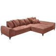 ECKSOFA Rosa Webstoff  - Schwarz/Rosa, KONVENTIONELL, Kunststoff/Textil (310/185cm) - Carryhome