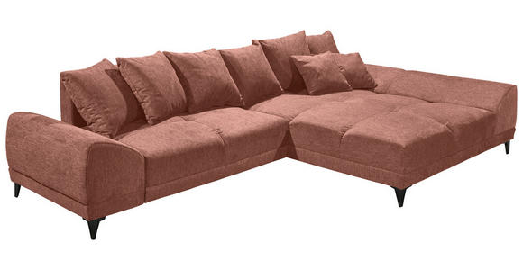 ECKSOFA Rosa Webstoff  - Schwarz/Rosa, KONVENTIONELL, Kunststoff/Textil (310/185cm) - Carryhome