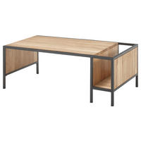 COUCHTISCH Eiche massiv 110/60/40 cm Schwarz, Eichefarben  - Eichefarben/Schwarz, Design, Holz/Metall (110/60/40cm) - MID.YOU