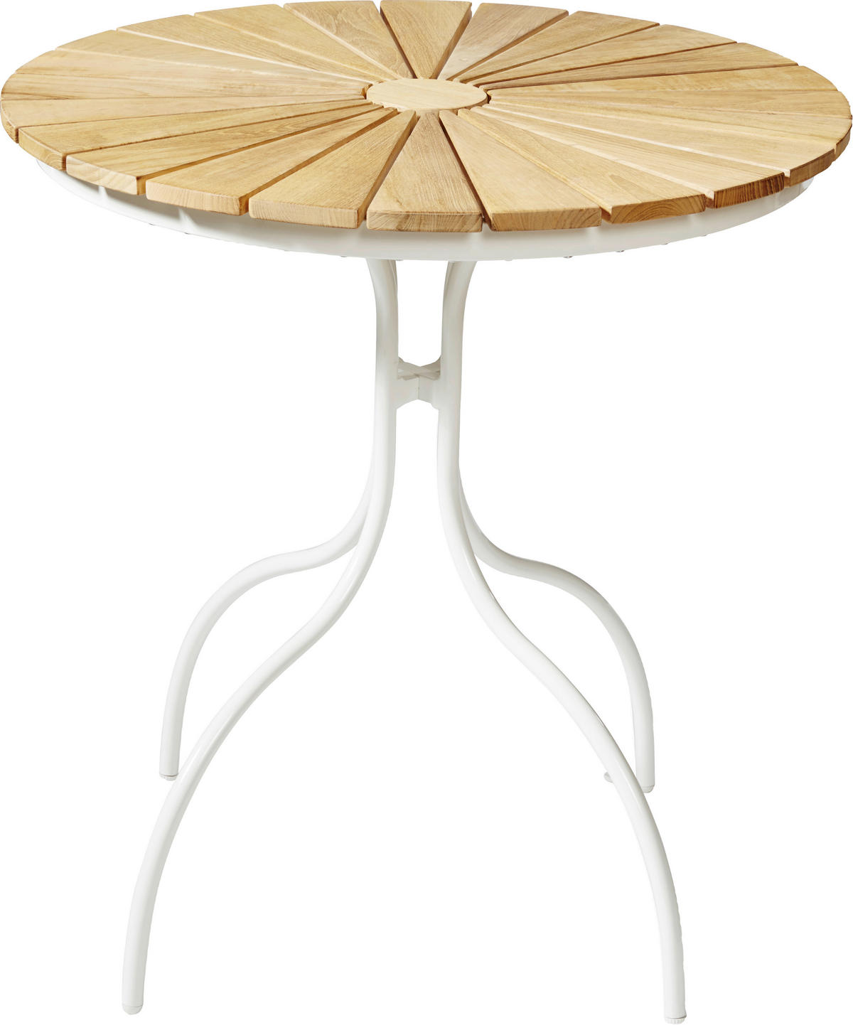 GARTENTISCH 80/80/74 cm Holz rund  - Weiß Hochglanz/Teakfarben, KONVENTIONELL, Holz/Metall (80/80/74cm) - Gardenson