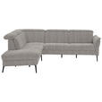 ECKSOFA in Struktur Hellgrau  235/275 cm  - Hellgrau/Schwarz, MODERN, Textil/Metall (235/275cm) - Cantus
