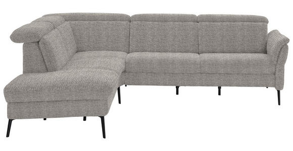ECKSOFA in Struktur Hellgrau 235/275 cm - Hellgrau/Schwarz, MODERN, Textil/Metall (235/275cm) - Cantus