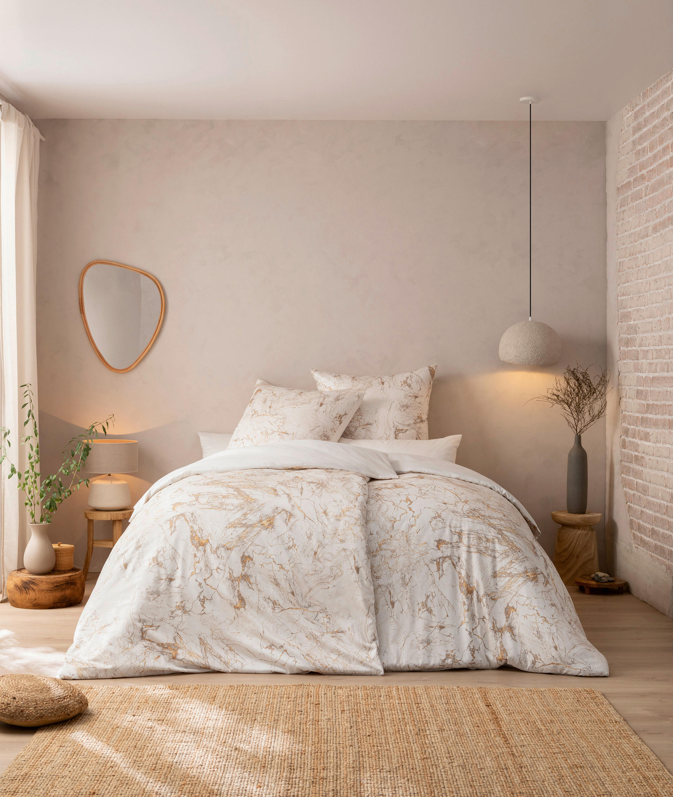 BETTWÄSCHE Atelier Makosatin 155/220 cm  - Naturfarben, Design, Textil (155/220cm) - Estella