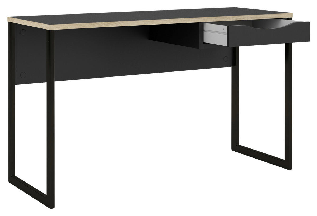 SCHREIBTISCH 130/48,4/76,8 cm  in Schwarz  - Schwarz, MODERN, Holzwerkstoff/Metall (130/48,4/76,8cm) - MID.YOU