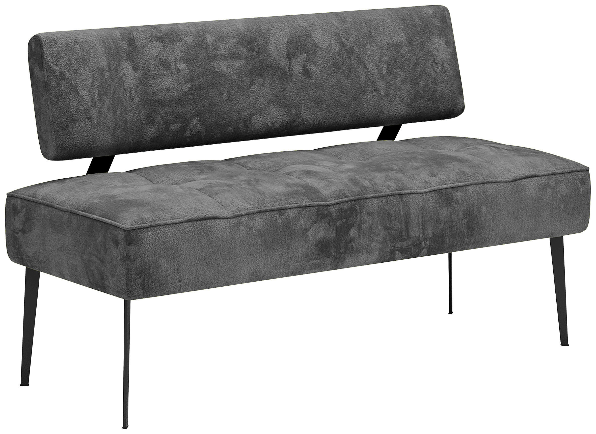 SITZBANK 162/90/65 cm Webstoff Dunkelgrau Metall  - Dunkelgrau/Schwarz, MODERN, Textil/Metall (162/90/65cm) - Welnova