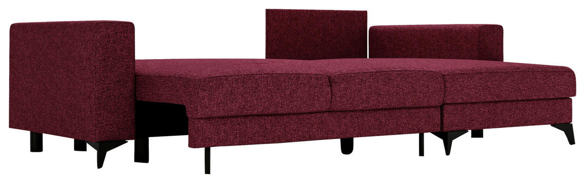 ECKSOFA in Flachgewebe Rot  - Rot/Schwarz, Design, Textil/Metall (244/156cm) - Livetastic