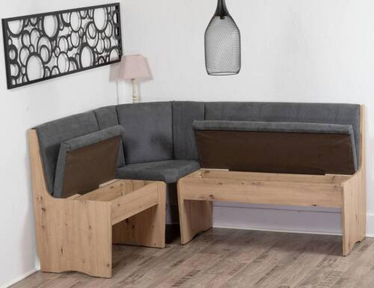 ECKBANKGRUPPE Mikrofaser Eiche Artisan, Grau  - Eiche Artisan/Grau, KONVENTIONELL, Holz/Textil (165/89/125cm) - MID.YOU