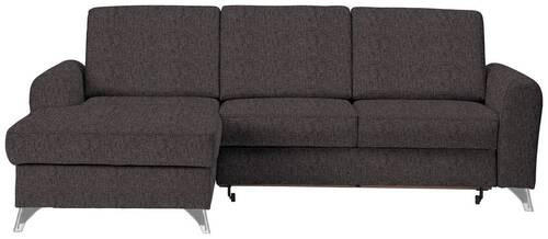 ECKSOFA in Flachgewebe Dunkelbraun  - Dunkelbraun/Silberfarben, Design, Textil/Metall (167/244cm) - Cantus