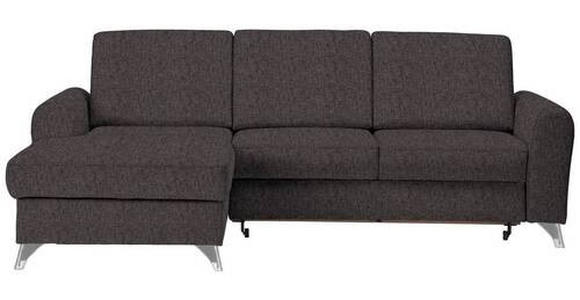 ECKSOFA in Flachgewebe Dunkelbraun  - Dunkelbraun/Silberfarben, Design, Textil/Metall (167/244cm) - Cantus