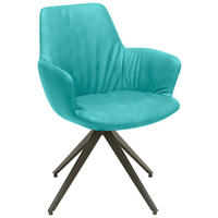 ARMLEHNSTUHL  in Stahl Echtleder pigmentiert  - Anthrazit/Petrol, Design, Leder/Metall (60/87/62cm) - Bert Plantagie