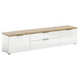 LOWBOARD  in 220/49/43 cm  - Eichefarben/Weiß Hochglanz, Design, Holzwerkstoff/Kunststoff (220/49/43cm) - Xora