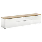 LOWBOARD  in 220/49/43 cm  - Eichefarben/Weiß Hochglanz, Design, Holzwerkstoff/Kunststoff (220/49/43cm) - Xora