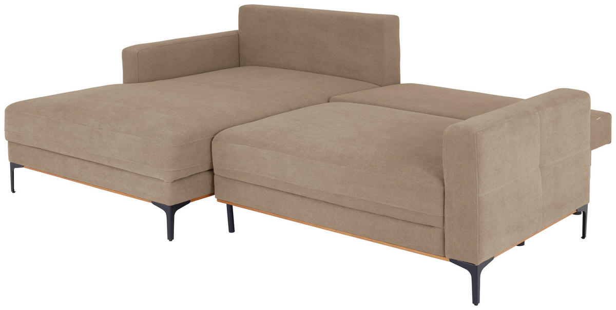 ECKSOFA in Hellbraun  - Hellbraun/Schwarz, Modern, Textil/Metall (162/238cm) - Ondega