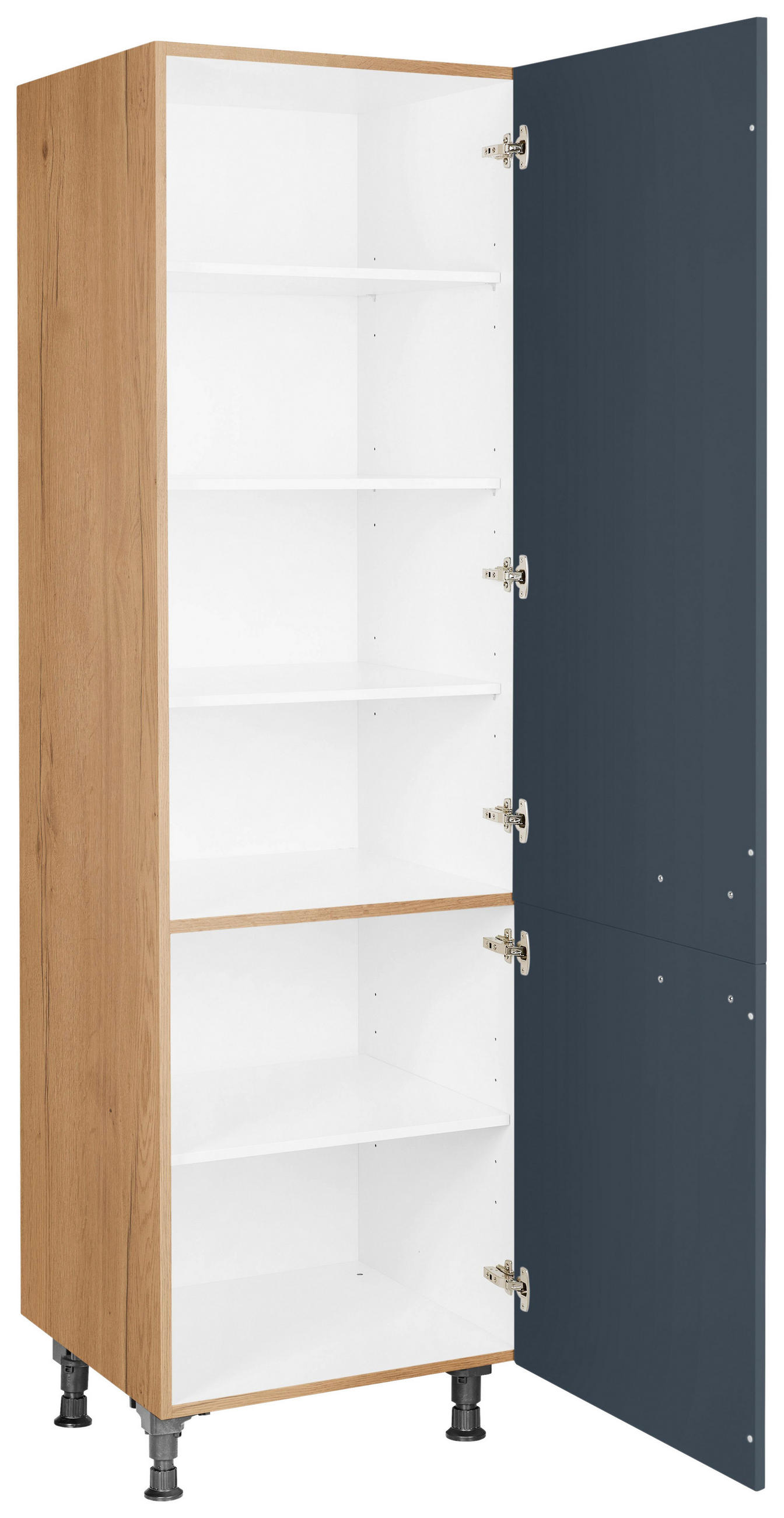 GESCHIRRSCHRANK 60/216,6/58 cm  in Blau, Eichefarben  - Blau/Eichefarben, MODERN, Holzwerkstoff/Metall (60/216,6/58cm) - Nobilia