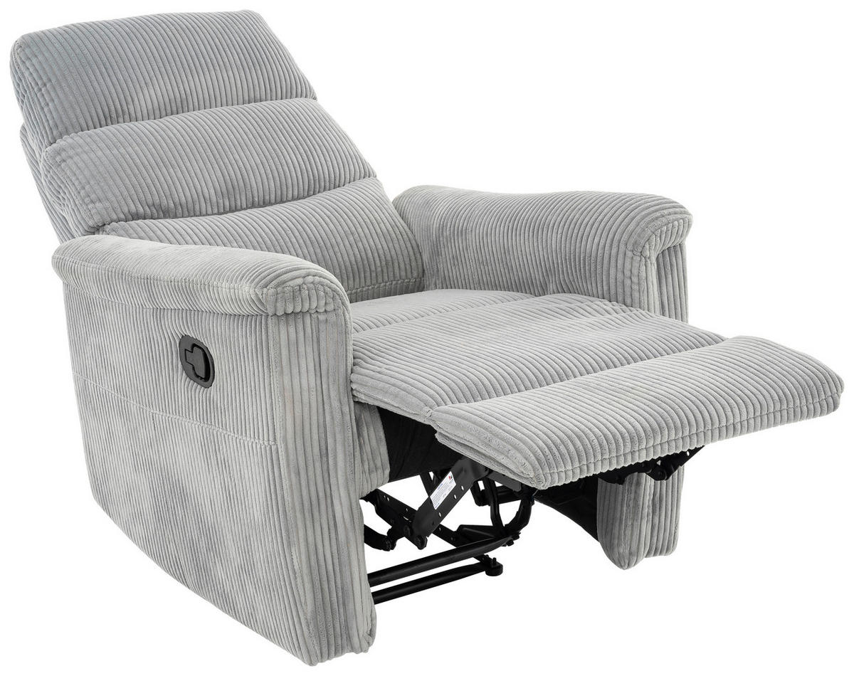 SITZGARNITUR in Cord Hellgrau  - Hellgrau/Schwarz, Design, Kunststoff/Textil (78/131/184/108/89cm) - Livetastic