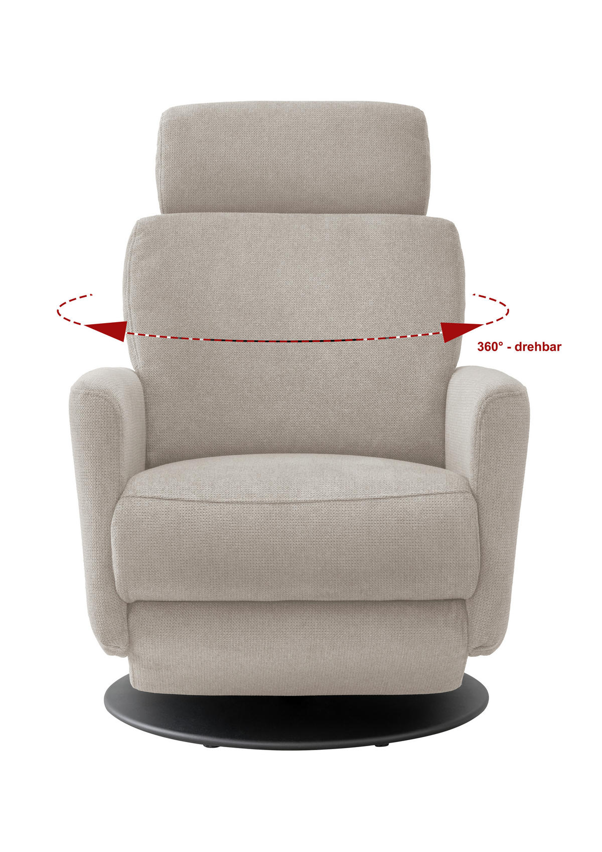 RELAXSESSEL Chenille Rücken echt    - Beige/Schwarz, MODERN, Textil/Metall (77/105/87-154cm) - Livetastic
