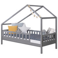 HAUSBETT 90/200 cm Hellgrau  - Hellgrau/Naturfarben, Modern, Holz (90/200cm) - MID.YOU