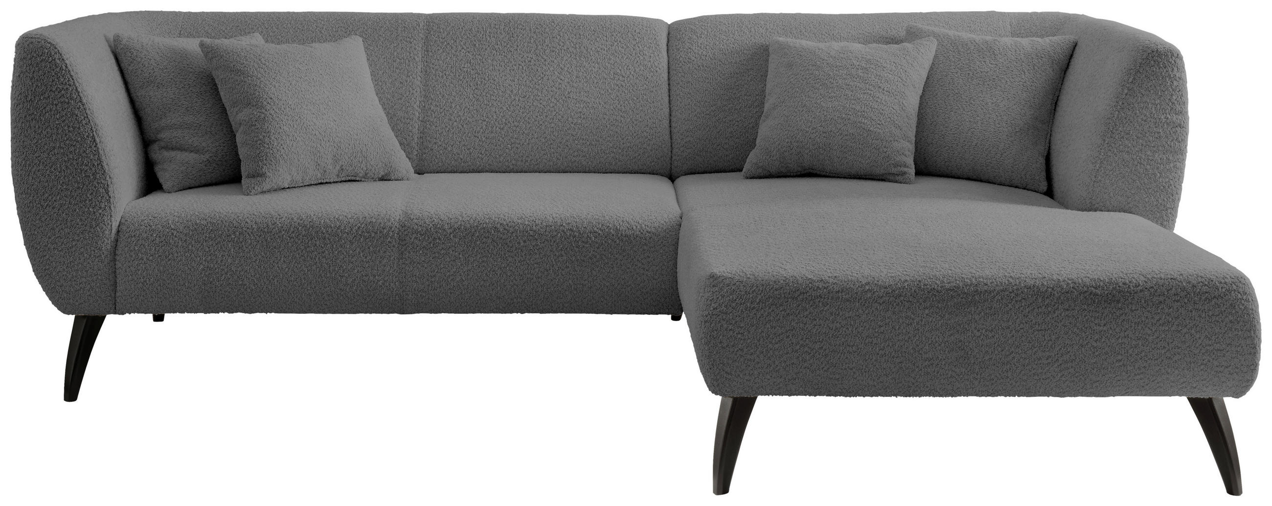 ECKSOFA Anthrazit Bouclé  - Anthrazit/Schwarz, MODERN, Holz/Textil (264/160cm) - MID.YOU