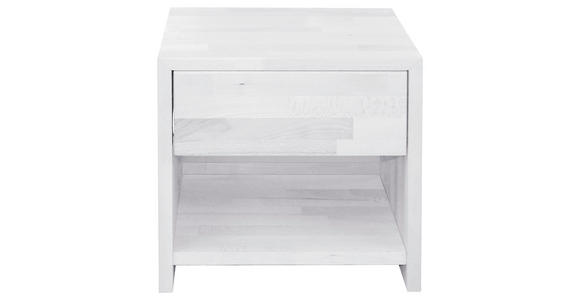 NACHTKÄSTCHEN 45/45/35 cm  in massiv Buche Weiß  - Weiß, Natur, Holz (45/45/35cm) - Carryhome