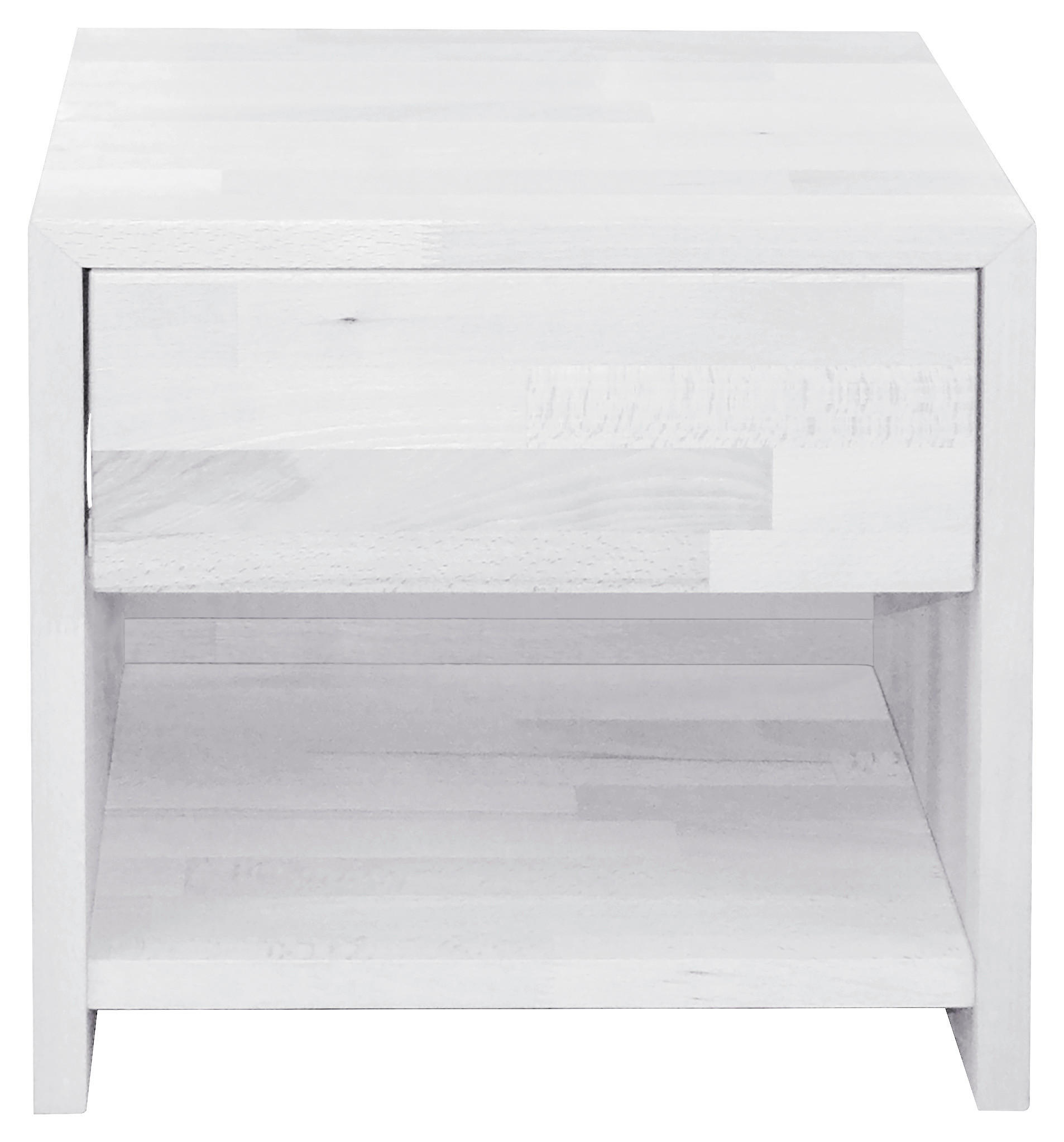 NOČNÍ STOLEK, buk, bílá, 45/45/35 cm - bílá, Natur, dřevo (45/45/35cm) - Carryhome