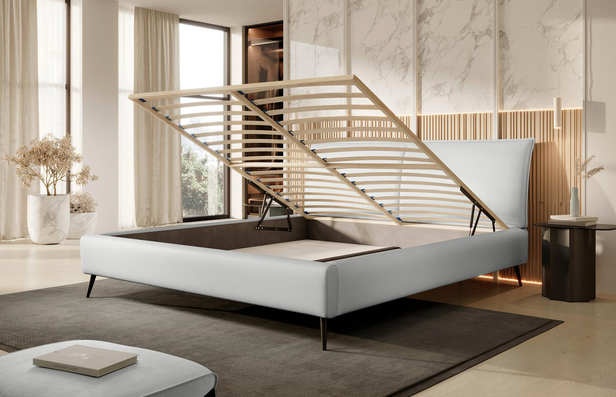 POLSTERBETT 140/200 cm  in Hellgrau  - Hellgrau/Schwarz, Design, Holz/Textil (140/200cm) - Esposa