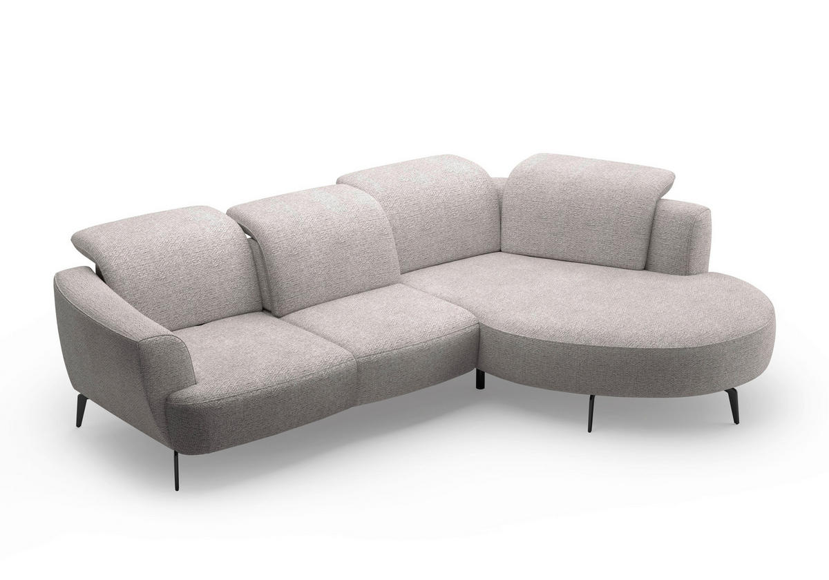 ECKSOFA ZOE E Silberfarben Chenille  - Silberfarben/Schwarz, KONVENTIONELL, Textil/Metall (309/199cm) - Sit & More